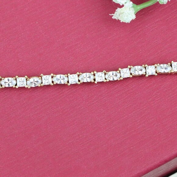 "Rose Gold Classic CZ Tennis Bracelet with Oval & Square Stones, , XPBL0748 - Picture 5 of 12